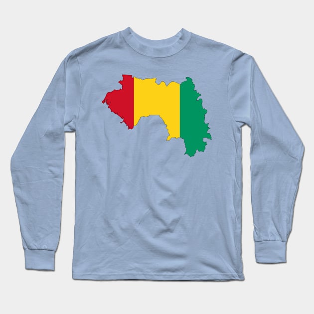 Guinea Flag Map Long Sleeve T-Shirt by Historia